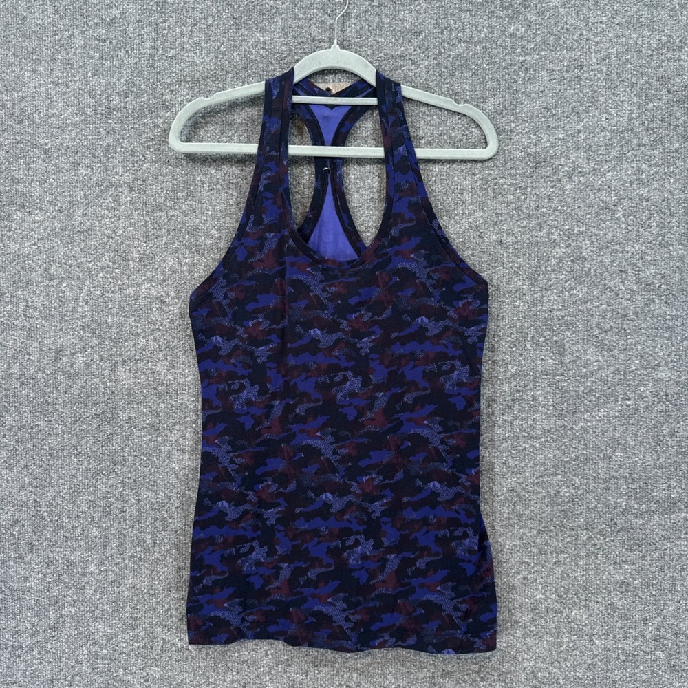 Lululemon Swiftly Tech Tank Top Women 6 Purple Camo Racerback Athletic Gym Yoga